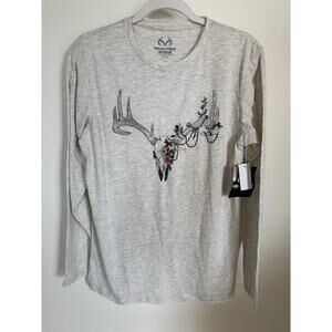 NWT Realtree Women’s Holiday Christmas Buck Deer Long-Sleeve T-Shirt Size Medium